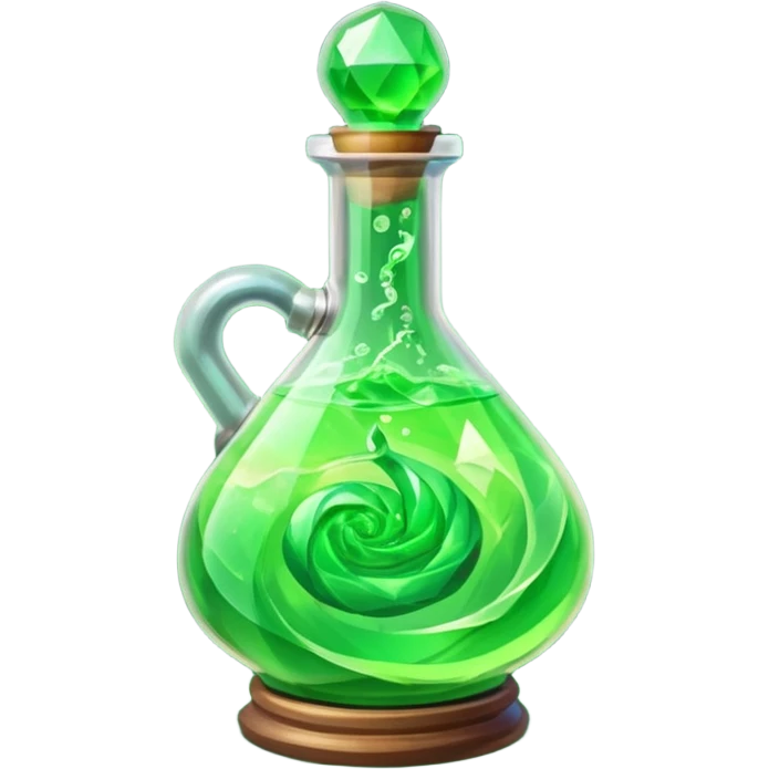 green Magic Fantasy Potion, Glass Low Poly emoji