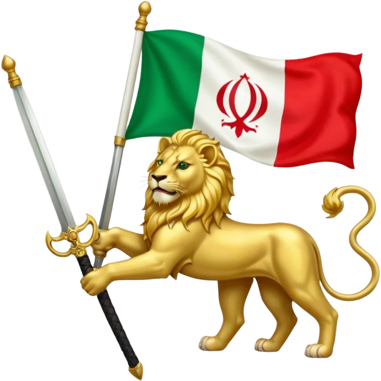 irans flag before revolution 1979, green white and red with lion in middle. emoji