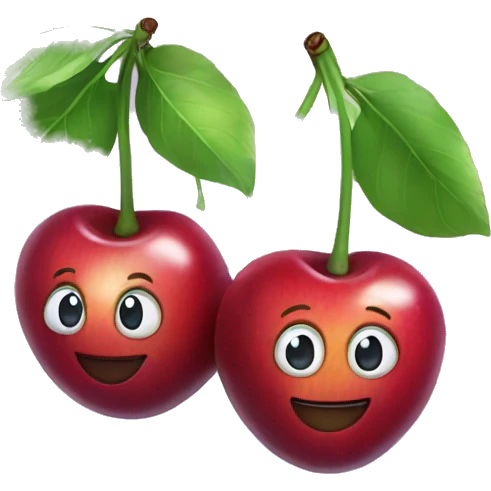 Pair of happy rainbow cherries  emoji