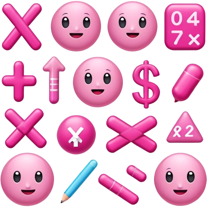 pink math symbols - addition, subtraction, multiplication, division emoji