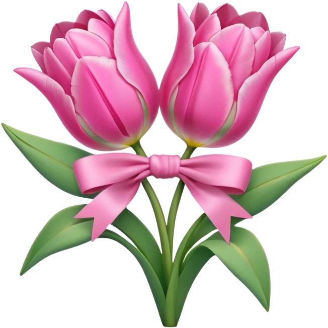 Pink tulips with a bow emoji