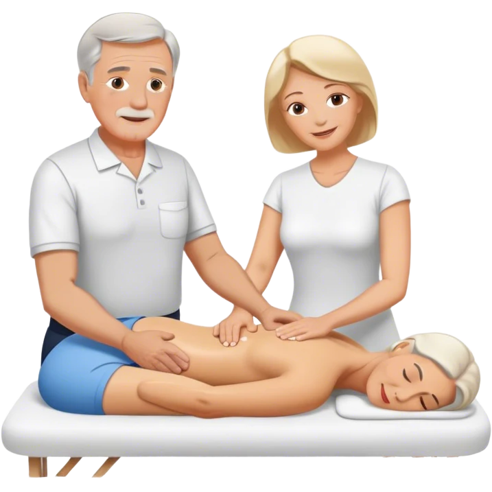 Older white man giving older white Woman a massage emoji