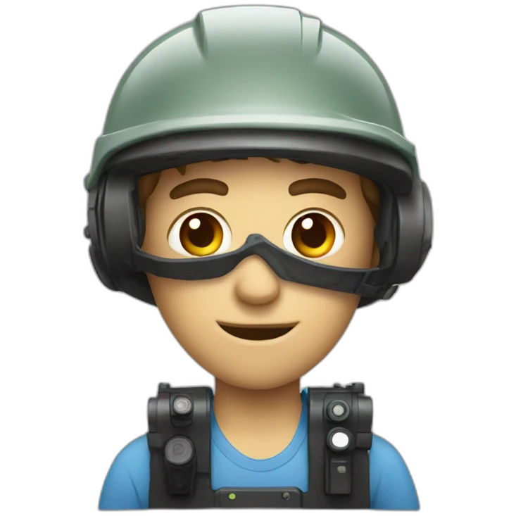 An Australian lad wearing a helmet with camera attached to it emoji