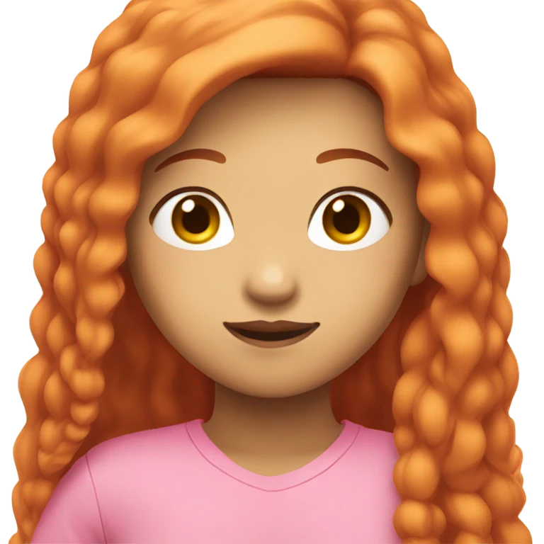 an asian girl with long red orange hair, wearing a pink top emoji