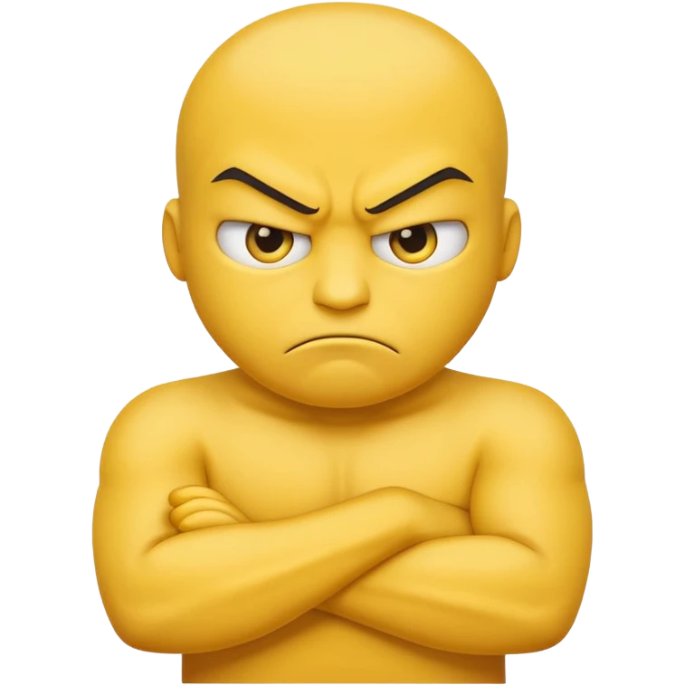 the yellow angry face emoji with arms crossed over each other in front emoji