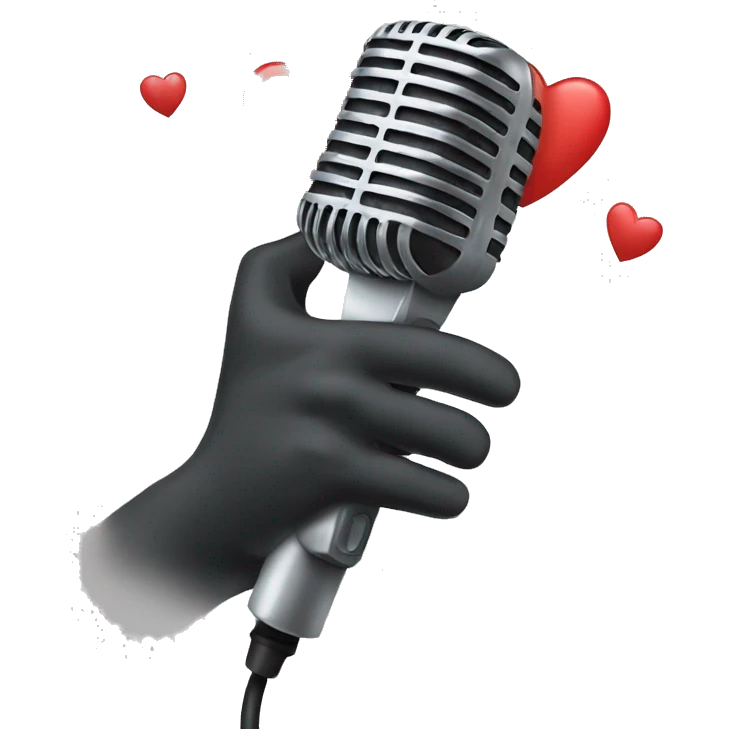Hand hearts holding a microphone emoji