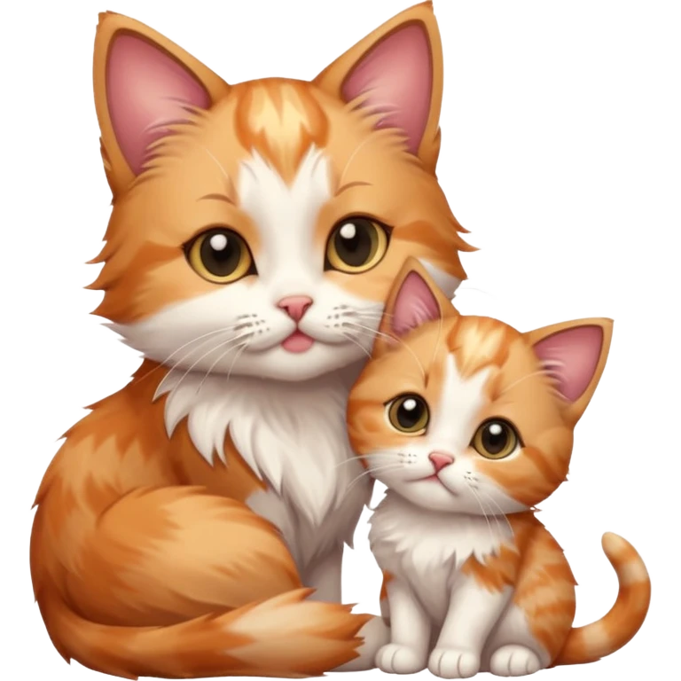 Kitten kissing mommy on the eye with affection and lots of cuteness emoji