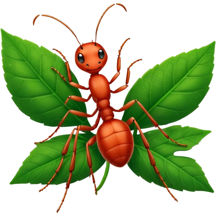 a red ant on leaf emoji