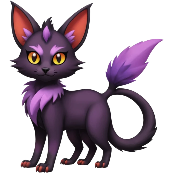 Black edgy Noivern-Noibat-Purloin-Torracat-Lykoi-Caracal-cat-Fakemon-fusion-hybrid-creature emoji