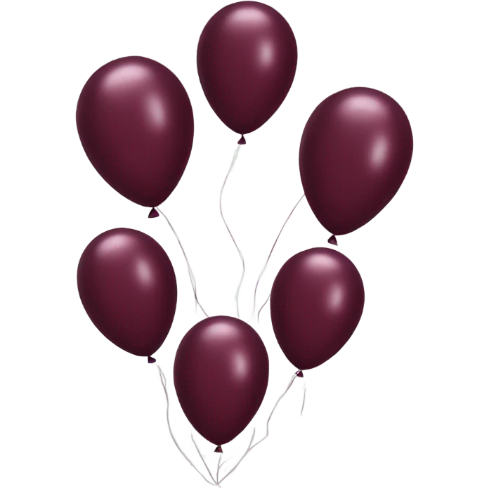 5 shiny burgundy balloons emoji