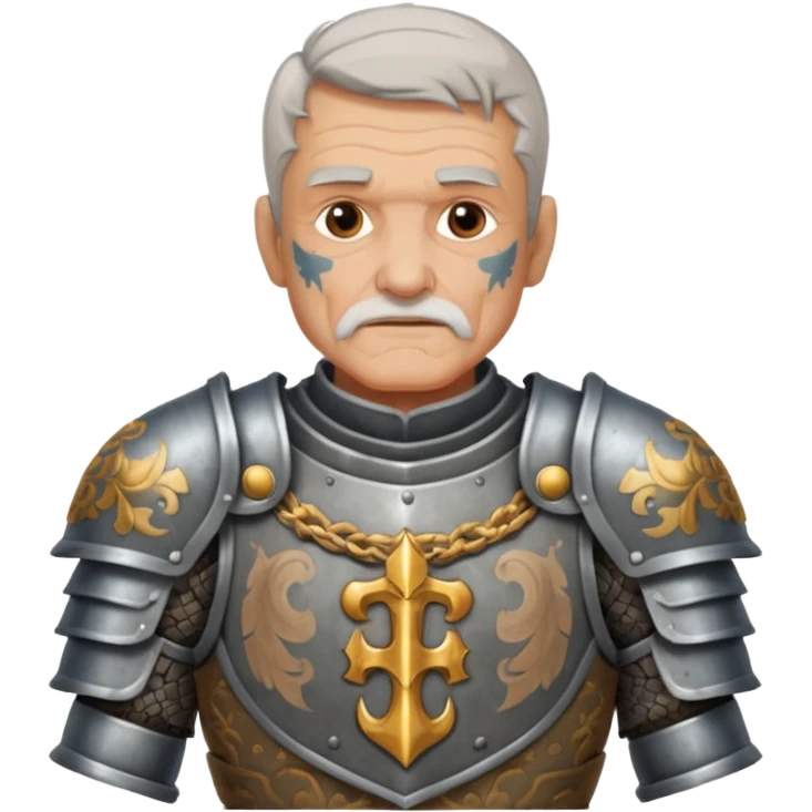 elderly tattooed knight, tattooed shoulder emoji