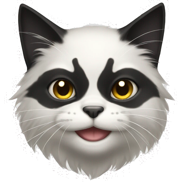 Black white cat long hair looking like Batman emoji