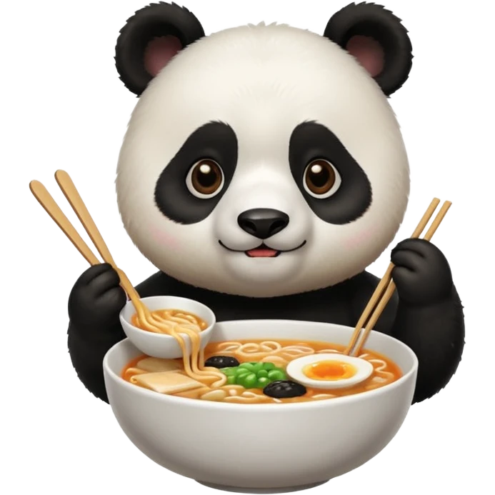cute hungry panda eating ramen  emoji