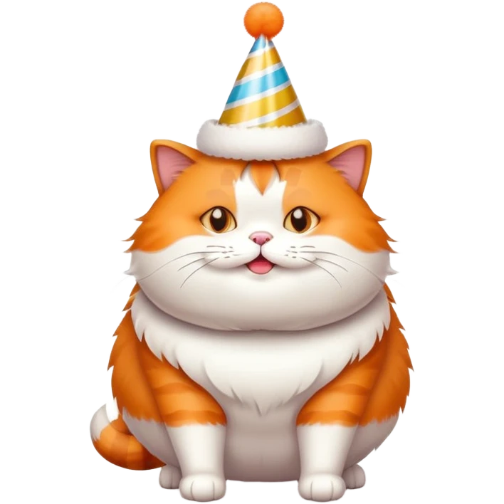 fat cat with birthday hat emoji emoji