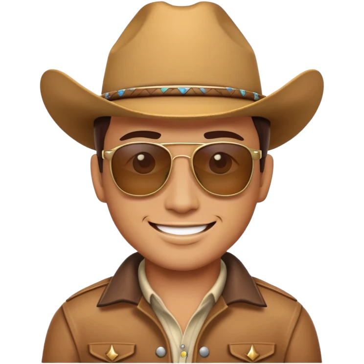cowboy emoji with peaceful smile, wearing sunglasses emoji