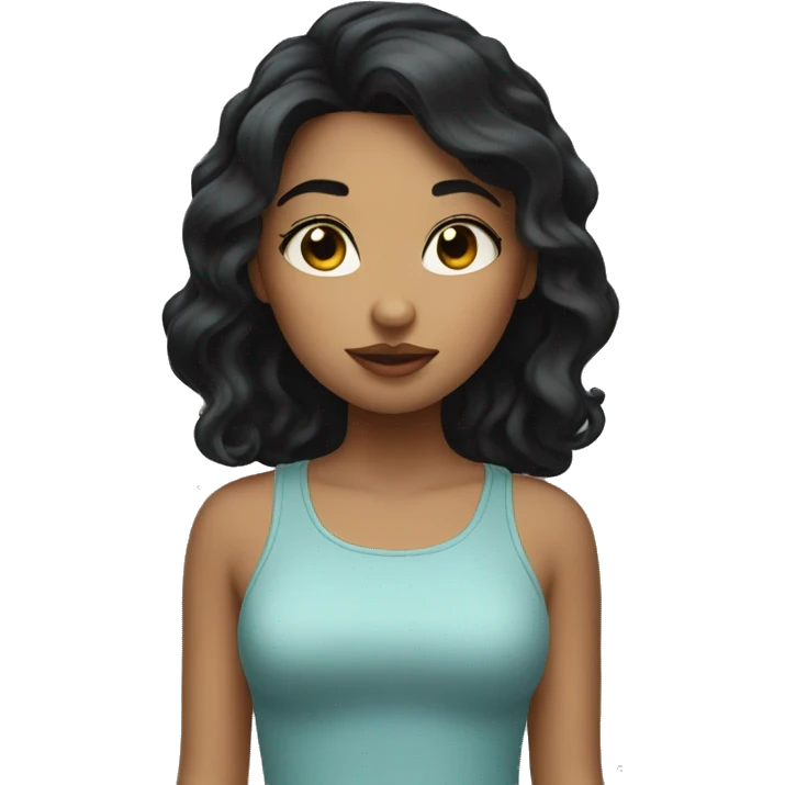 girl with light skin and black hair blowing a kiss emoji