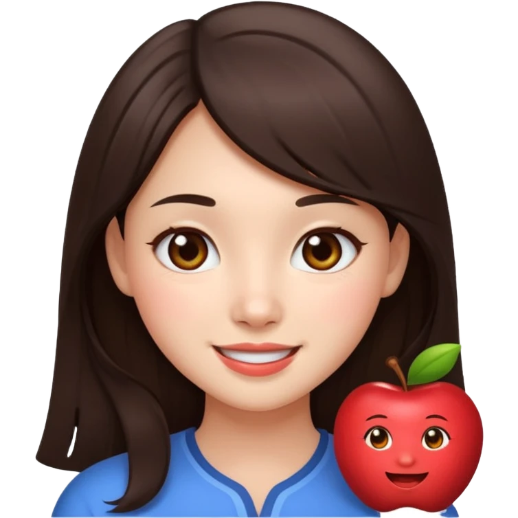 emoji of a very pretty brunette girl with Chinese features, simple and expressive, Apple emoji style emoji