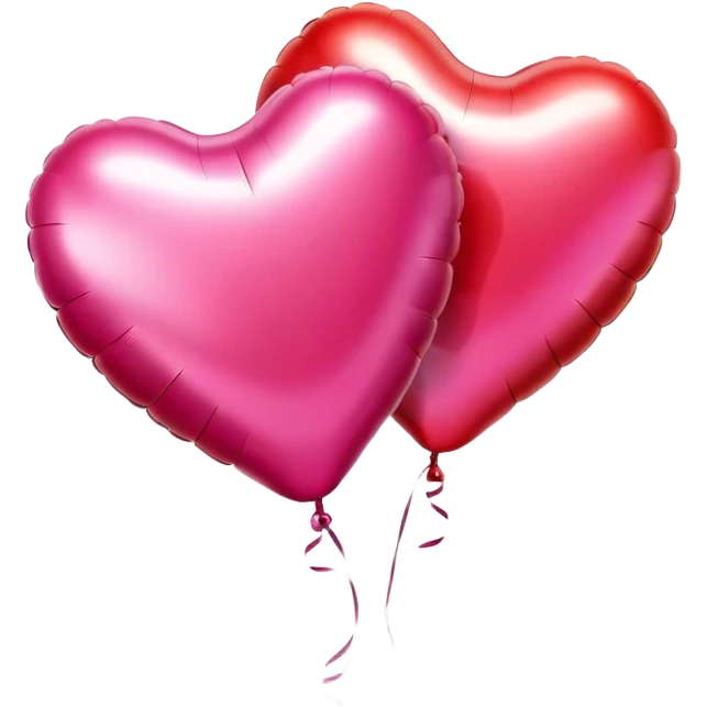 Realistic metallic pink and red heart balloons emoji