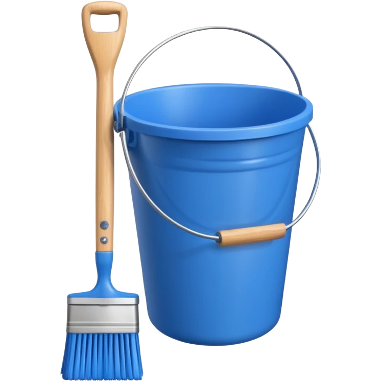 Bucket and brush for cleaning emoji