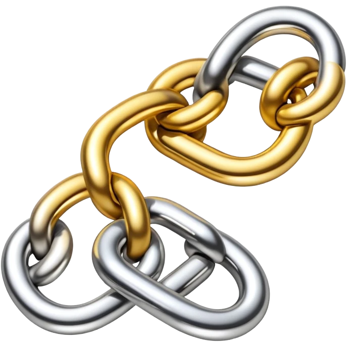 Two interlocking chain links, one gold and one silver, representing the connection and stacking of habits emoji