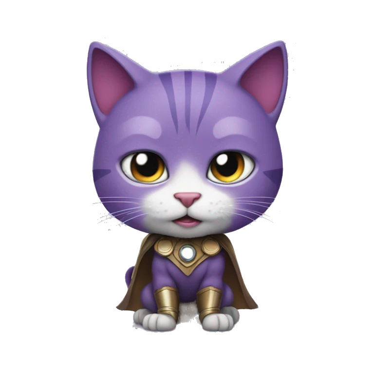 Purple cat in Thor costume with hamer emoji