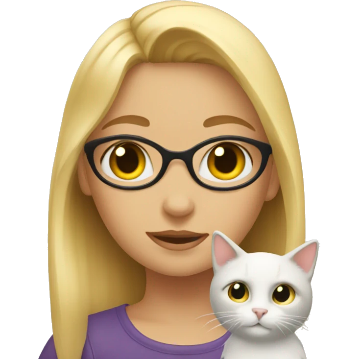 Blonde girl with cat emoji