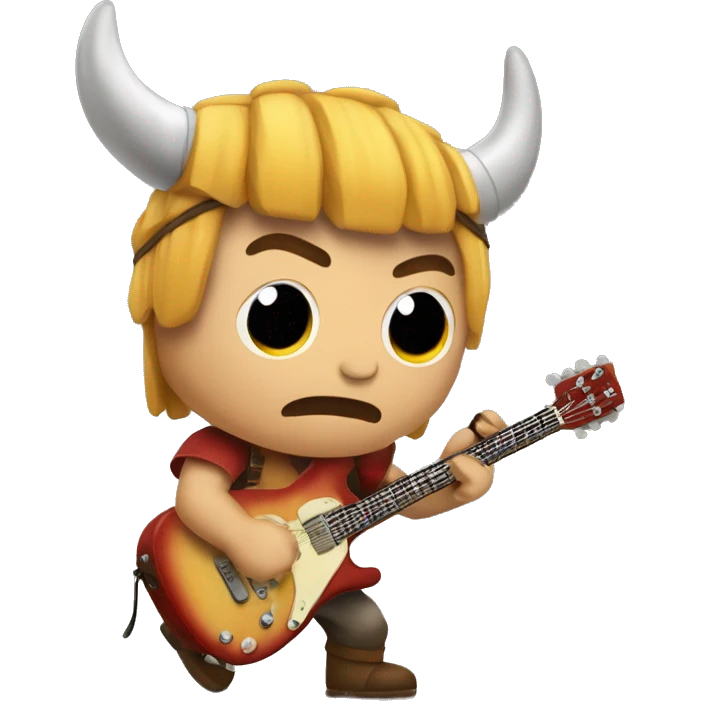 Un mutante redondo vikingo tocando una guitarra electrica emoji