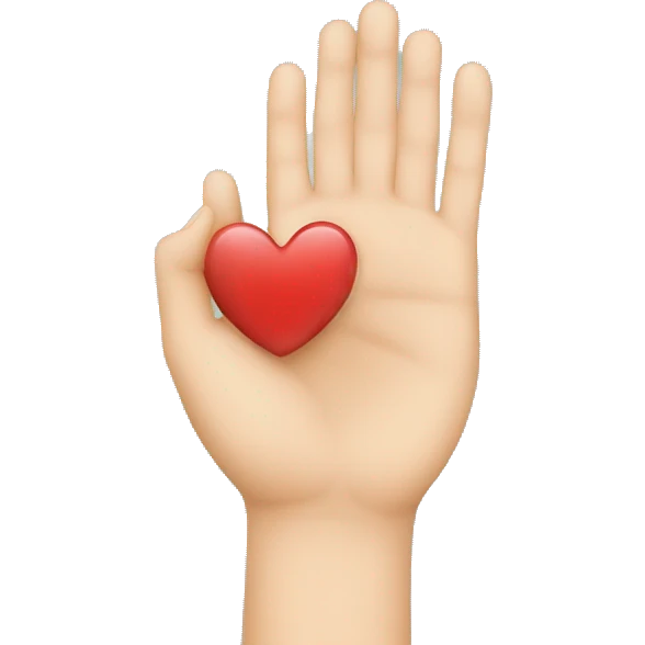 A hand holding a heart emoji