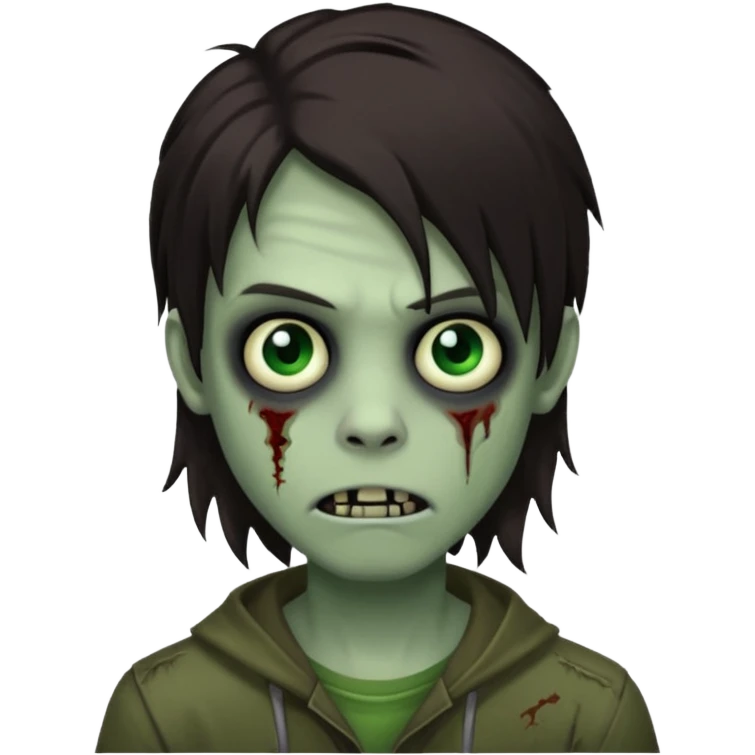 boy zombie with darkish brown not-so long hair emo emoji