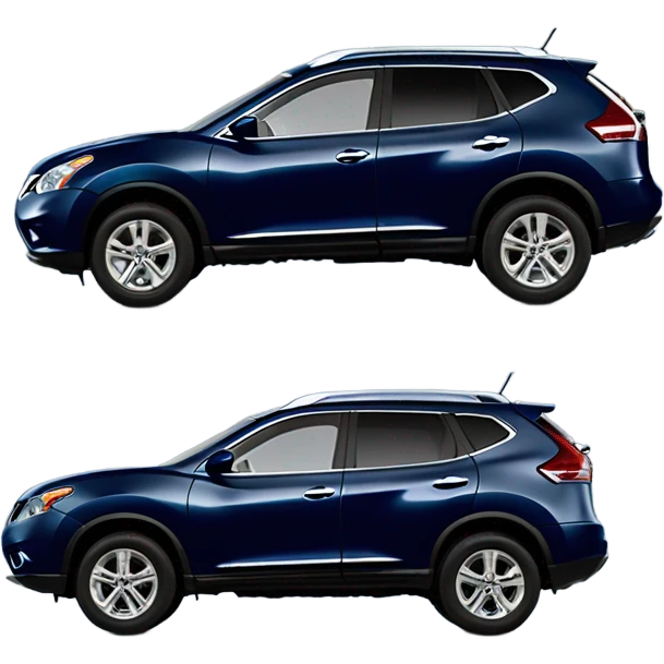 Car, dark blue 2014 Nissan Rogue Select, side view emoji