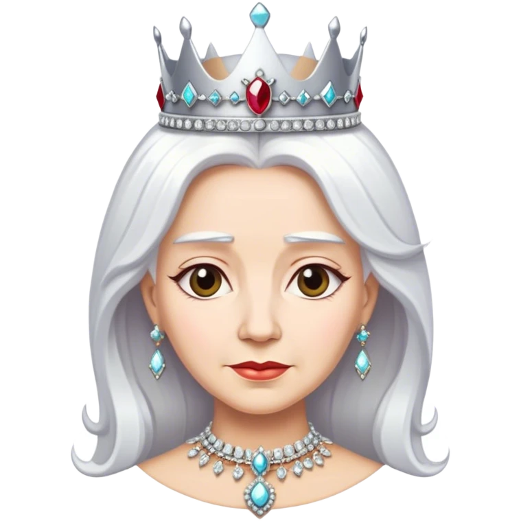 Queen crown , white hair emoji