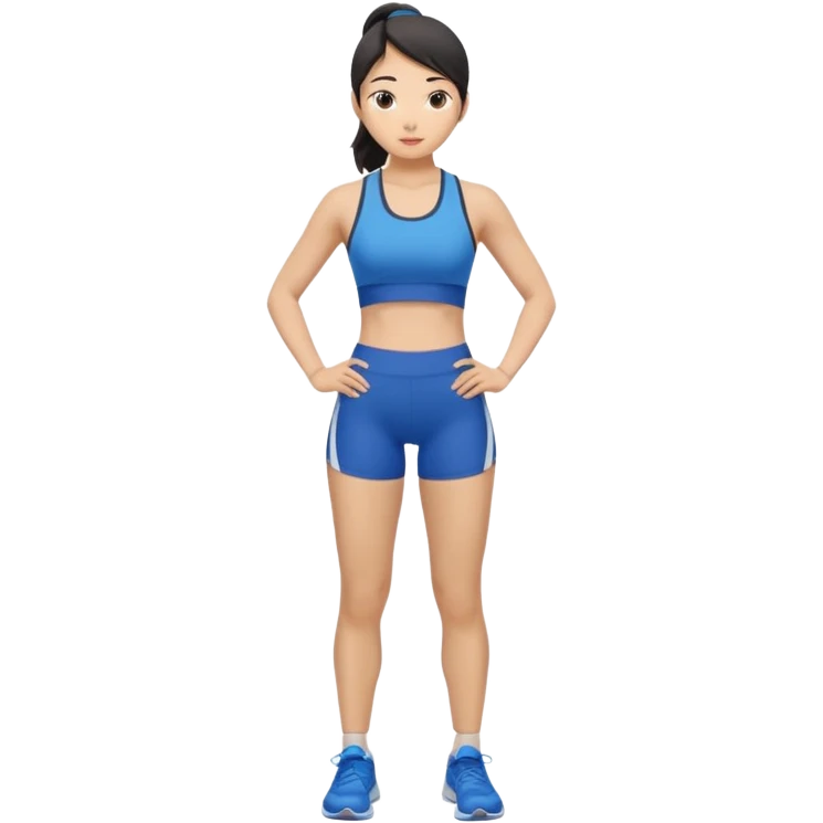 Asian women shining confident full body silm work out emoji