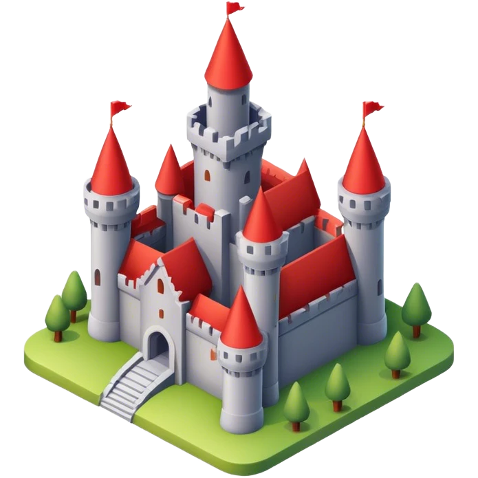 red realistic isometric castle emoji