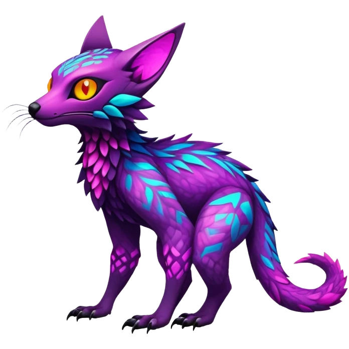 Exotic vibrant lush neon-colored Fakémon-Trico-creature (full body) emoji