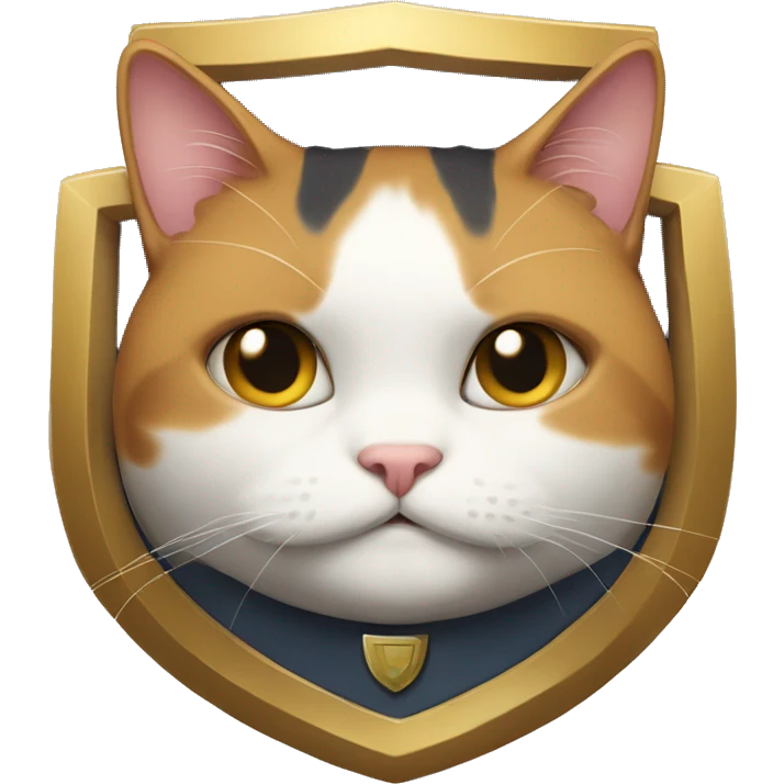 Fat calico cat with a shield  emoji