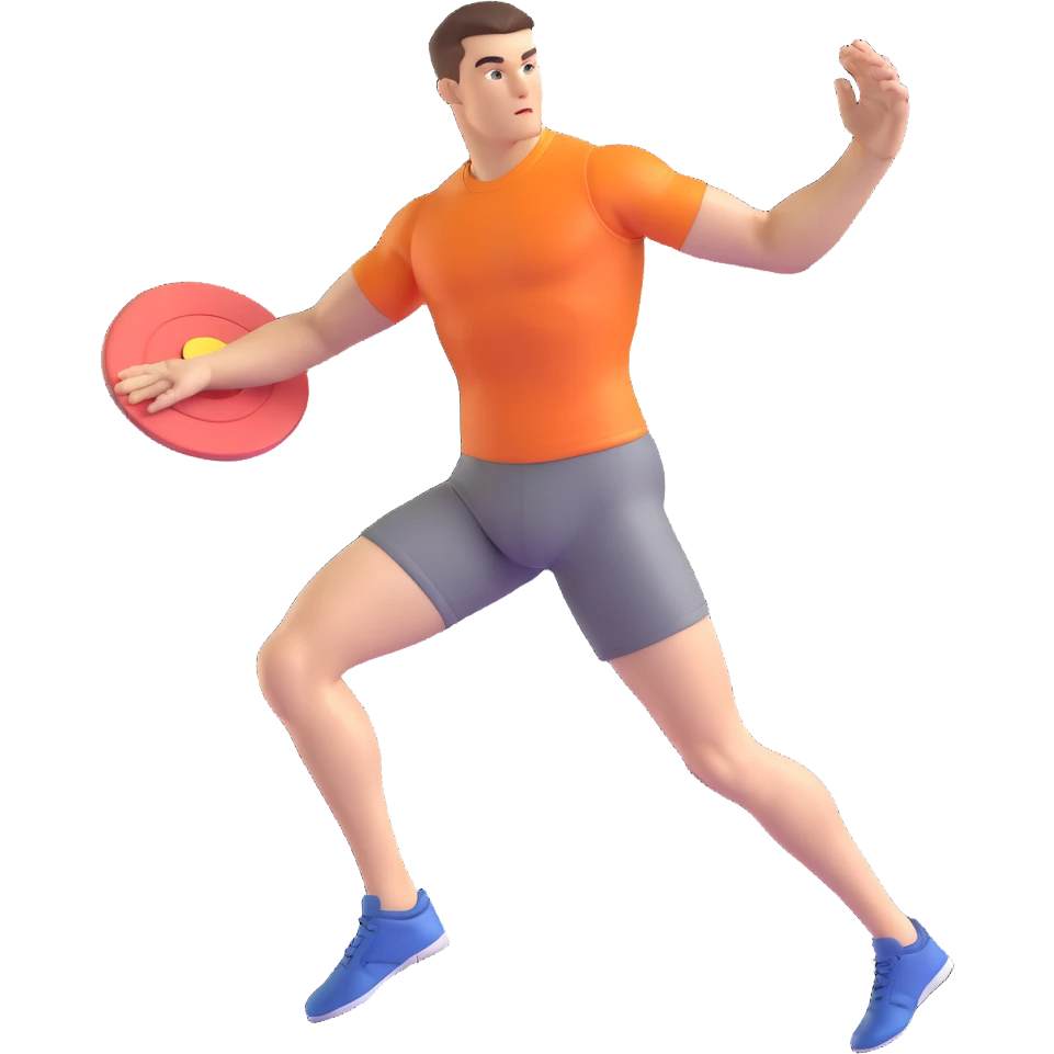 discus throw athlete, releasing discus, motion blur, determined emoji