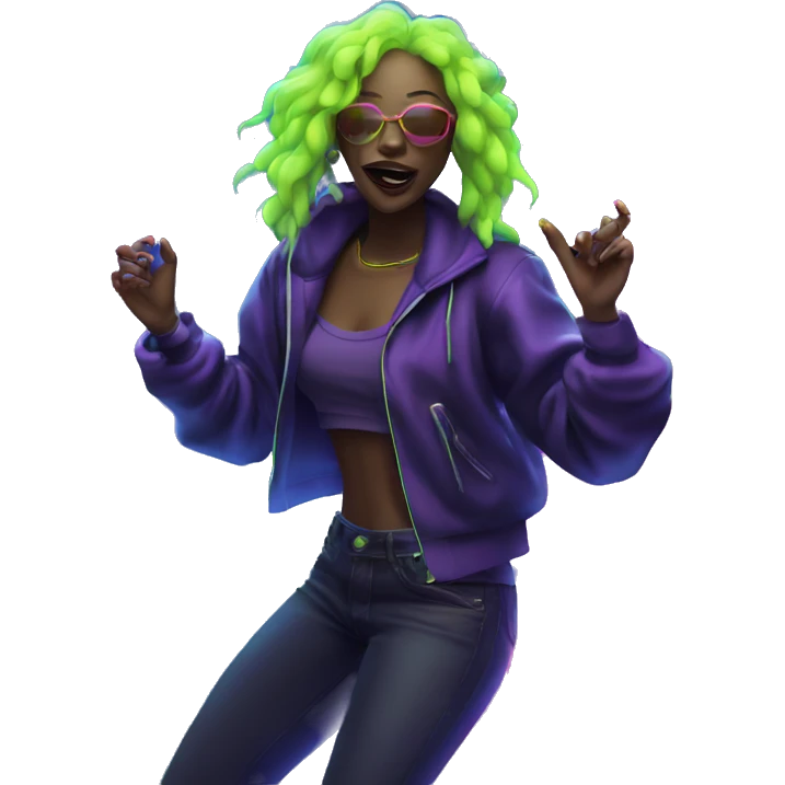 Rave party dancing neon smoking emoji