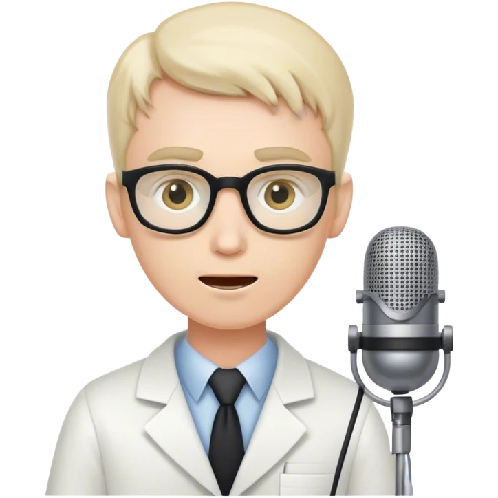 weird computer scientist programming with his words only, speaking to microphon emoji
