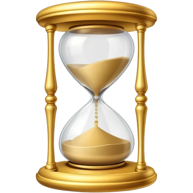A small hourglass with just a little sand left at the bottom and a shining golden alarm bell next to it, representing a very short task emoji