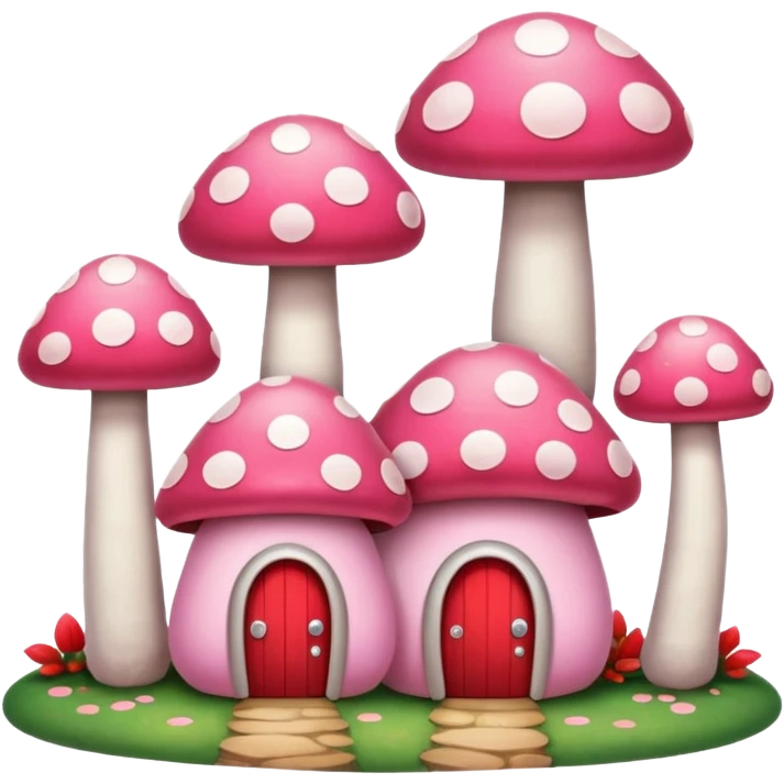pink mushroom houses emoji