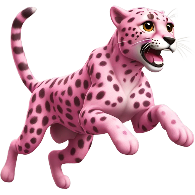 Realistic Pink cheetah running emoji