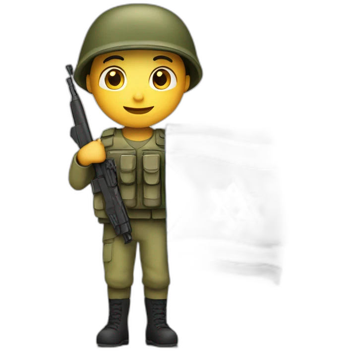 A soldier holding an Israeli flag emoji