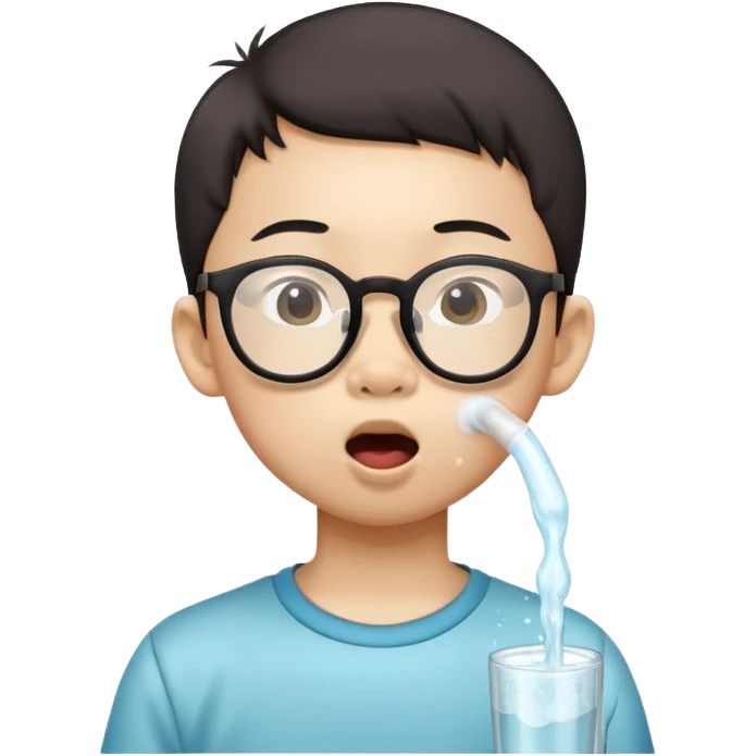 Skinny Asian kid with glasses and high water pants licking his nose emoji