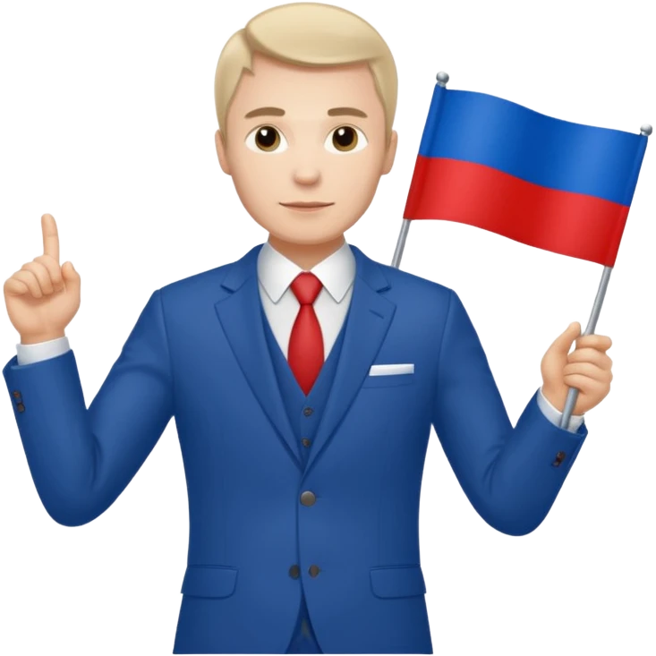 a Russian man in a suit with a flag in his hand emoji