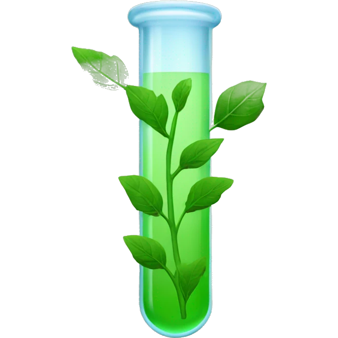 Test tube surrounded with green leaves emoji