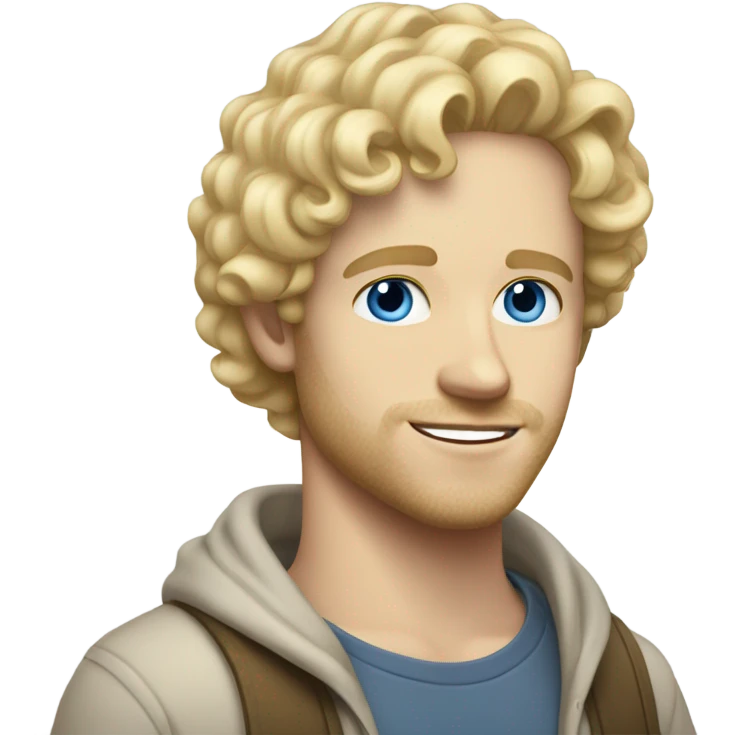 full body light curl blonde 30yo man blue eyed pale skin emoji