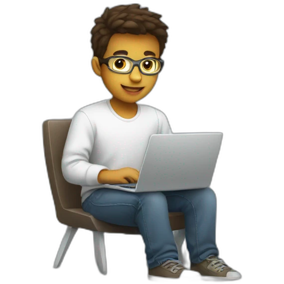 web programmer young with laptop emoji