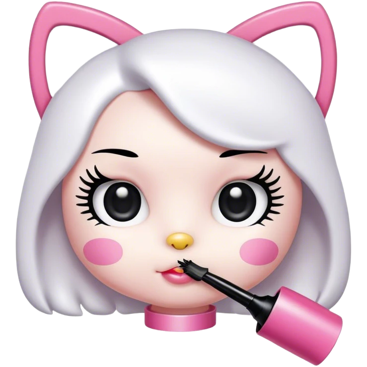 hello Kitty SANRIO holding an eyelash mascara spoolie emoji