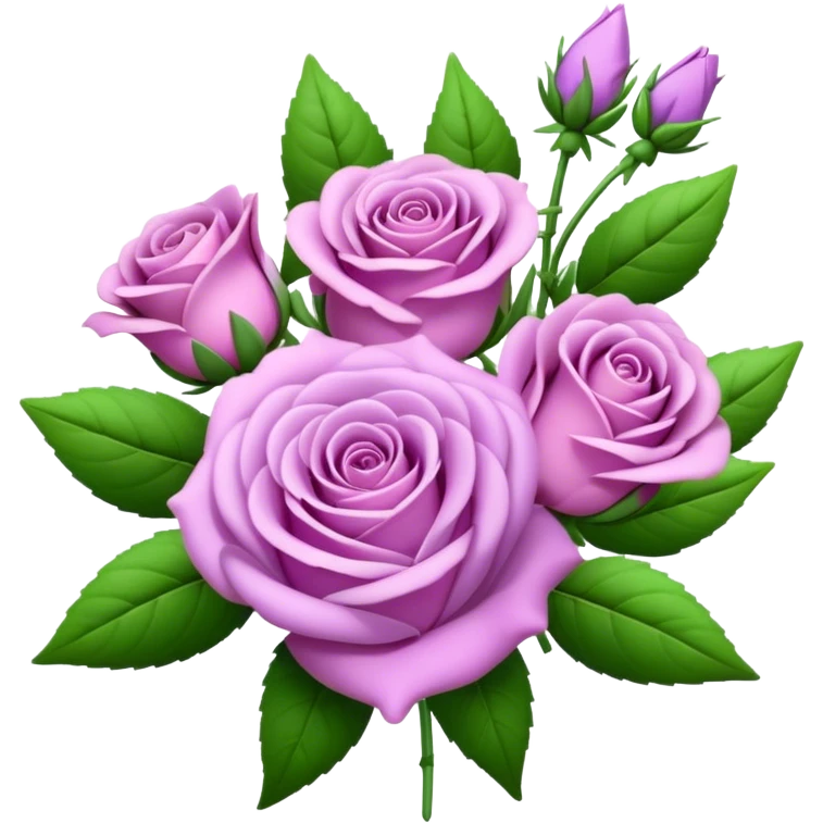 big bouquet Lavender Tea Rose, luxuriant, leaf, bud emoji