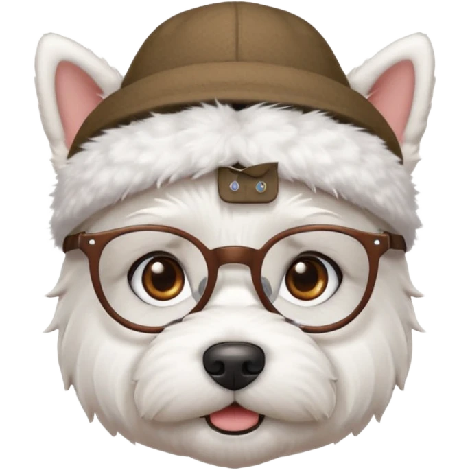 Westie Dog with Glasses and hat emoji